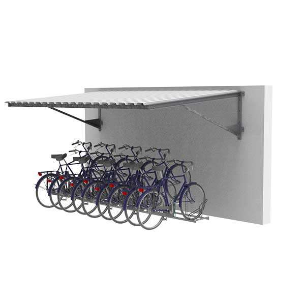 Shelters, Canopies, Walkways and Bin Stores | Shelters for Two-Tier Cycle Racks | FalcoLempo Wall Mounted Cycle Shelter | image #1 |  