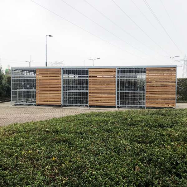 Shelters, Canopies, Walkways and Bin Stores | Timber Cycle Shelters | FalcoLok-600 Cycle Store | image #6 |  Cycle Shed Timber and Mesh Clad