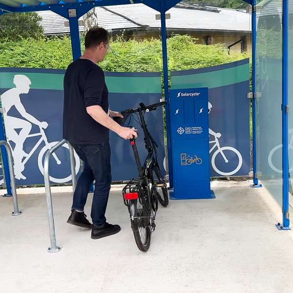 Cycle Parking | Advanced Cycle Products | Falco Solarcycle e-Bike Solar Charging Station | image #2 |  Solar Powered e-Bike Charging