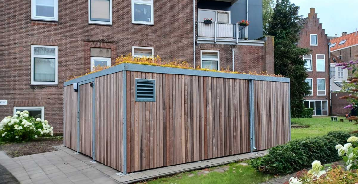 Commercial Bin Store with Green Sedum Roof